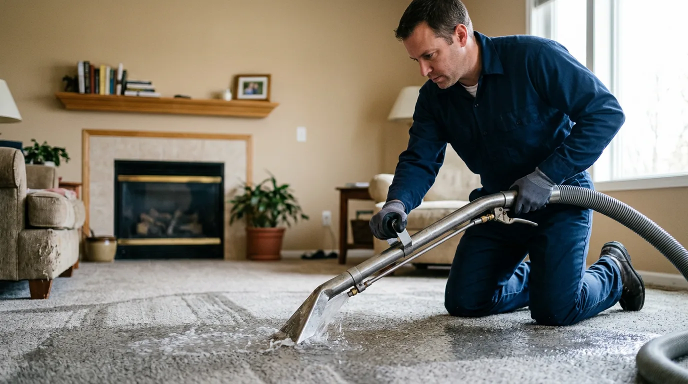 Water damage restoration technician working near Mulhall, OK